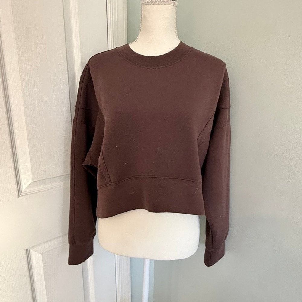 Abercrombie & Fitch YPB NeoKnit Cropped Crewneck Sweatshirt Size Large Brown